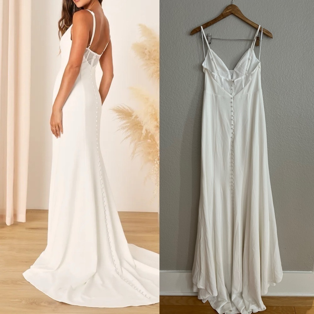 White Plunge Sleeveless Maxi Dress Lulus Wedding Gown M